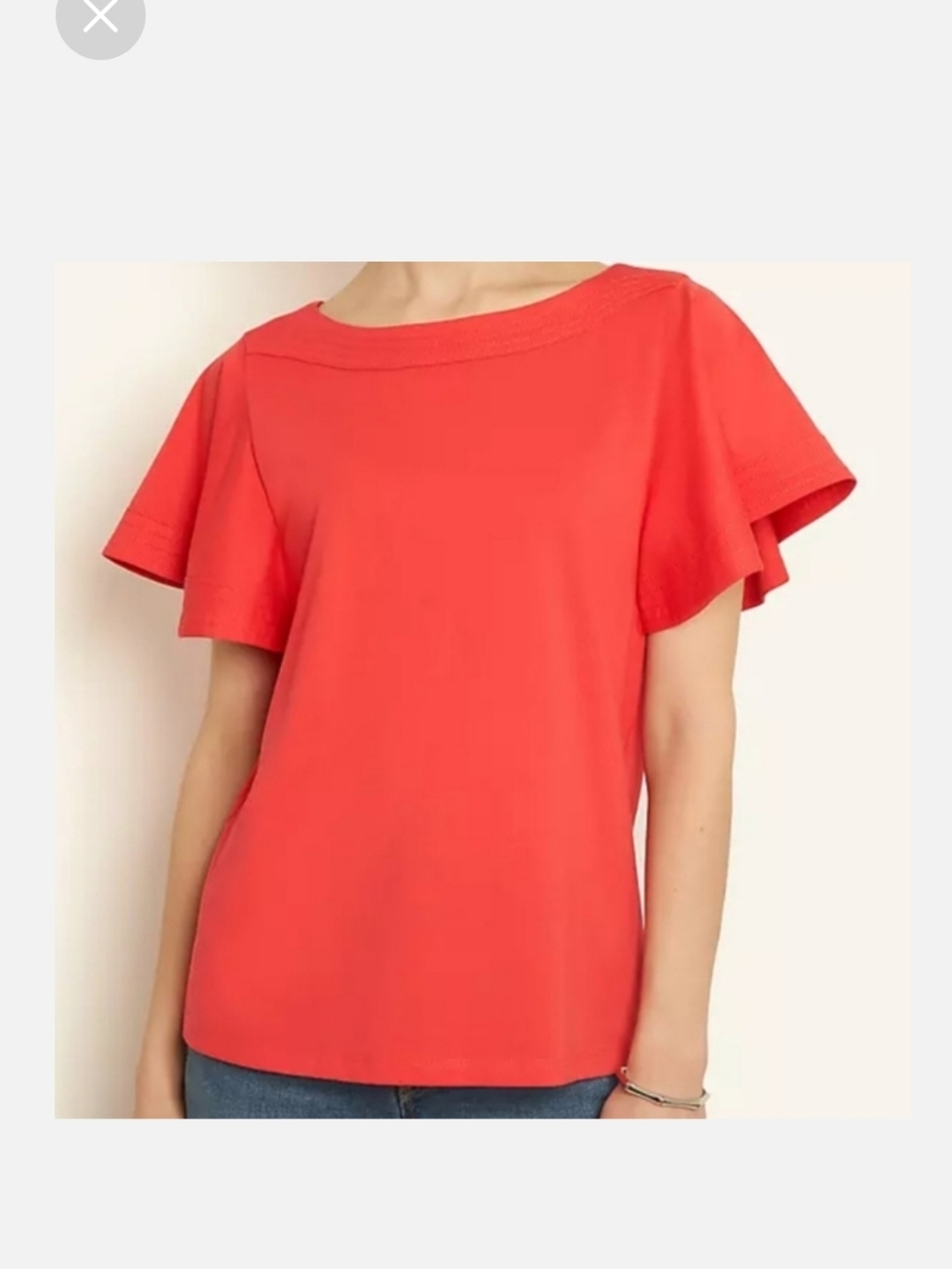 Ann Taylor Cotton Orange Flutter Sleeve Boxy Top